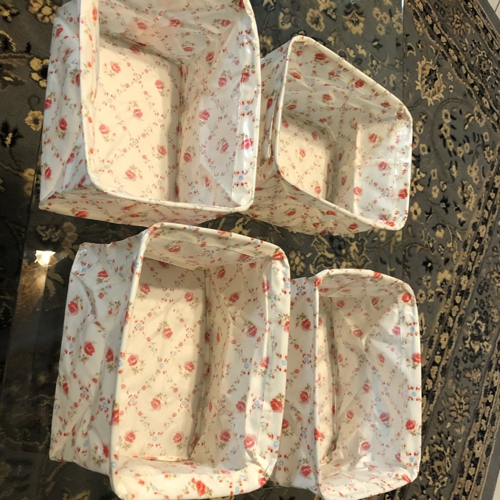 Shabby Chic 4 pcs Floral Rose Bins Baskets set